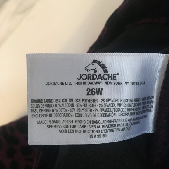 Jordache Jeans Purple Luxe Skinny Cheetah Mid Rise Flocked Black Sz 26W New - Picture 13 of 13